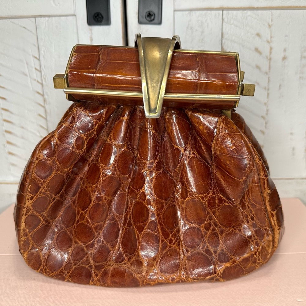 Beautiful Vintage Caiman Leather Clutch